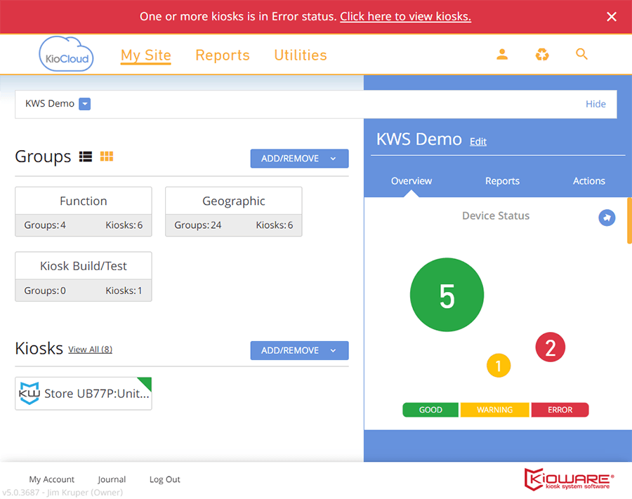 Kiosk Management: Site Overview